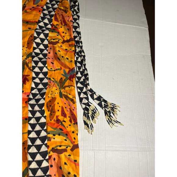 Farm Rio For Anthropologie Orange bead Banana Print Wrap Midi Skirt XL Viscose - Picture 14 of 14